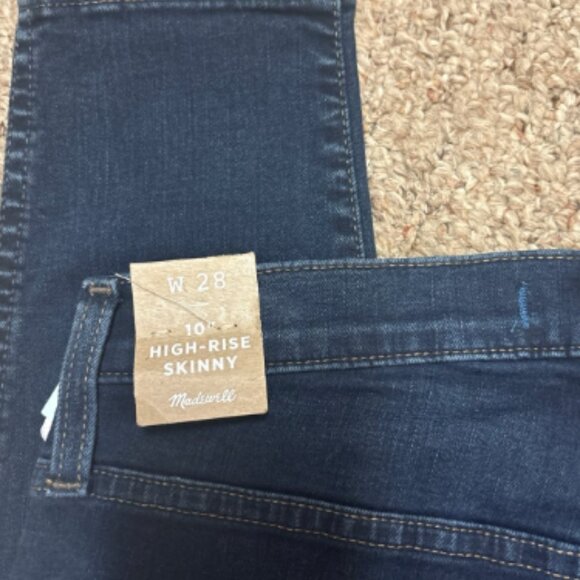 MADEWELL 10" SKINNY HIGH RISE HAYES WASH DARK DISTRESS JEANS NWT 28 w $128 - Picture 11 of 11